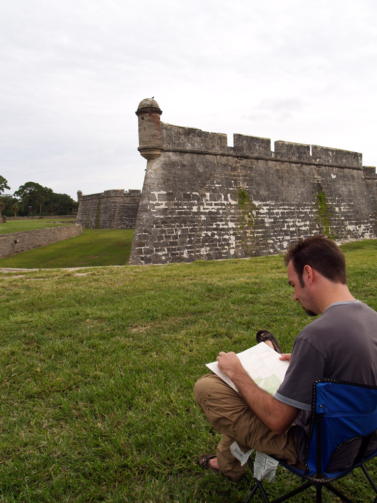 Michael working on a pastel drawing