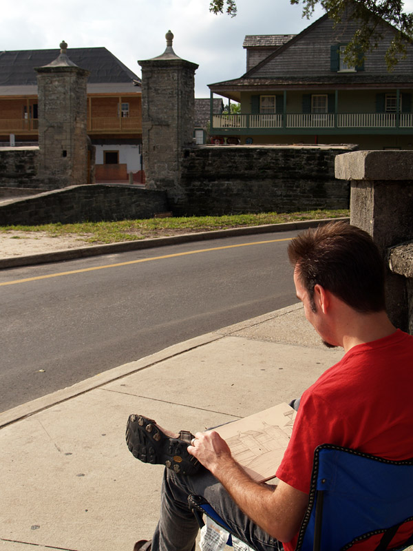 Michael trying out conte crayons