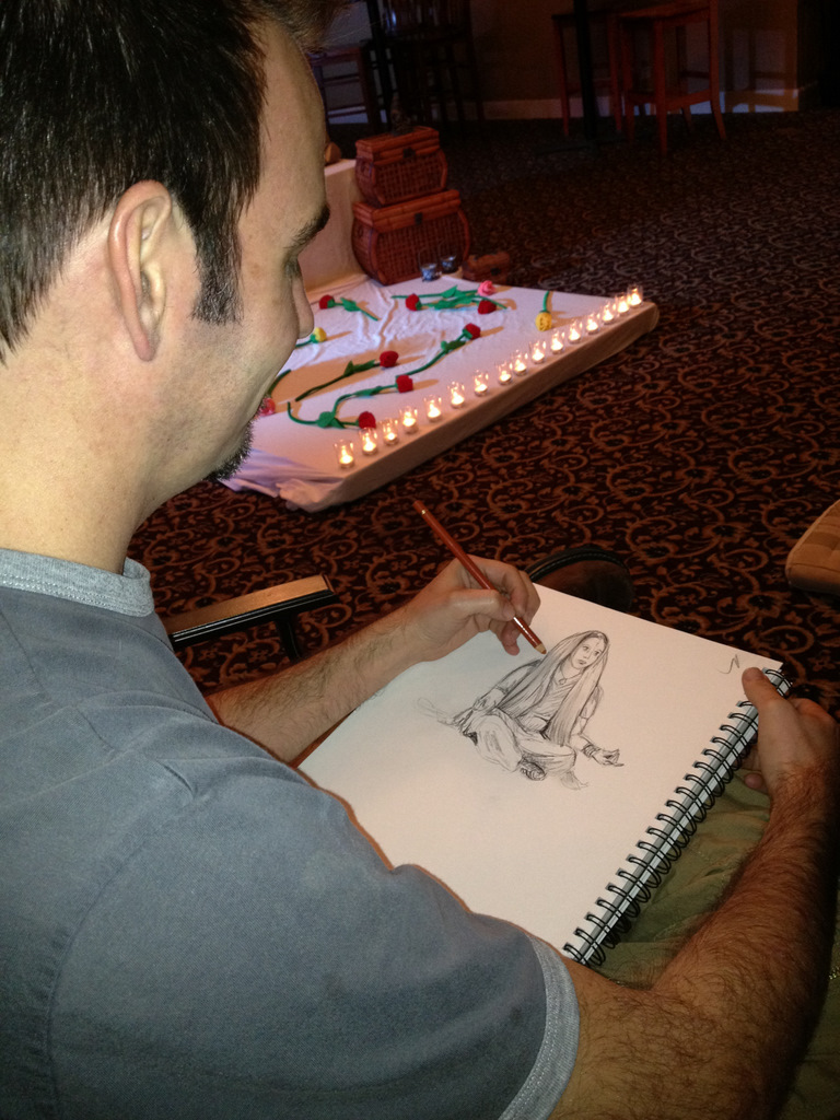 Michael with a conte pencil