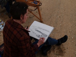 Jean working in pencil