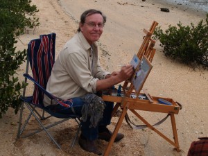 R. B. painting away