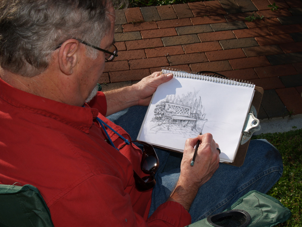 Scott sketching in pencil