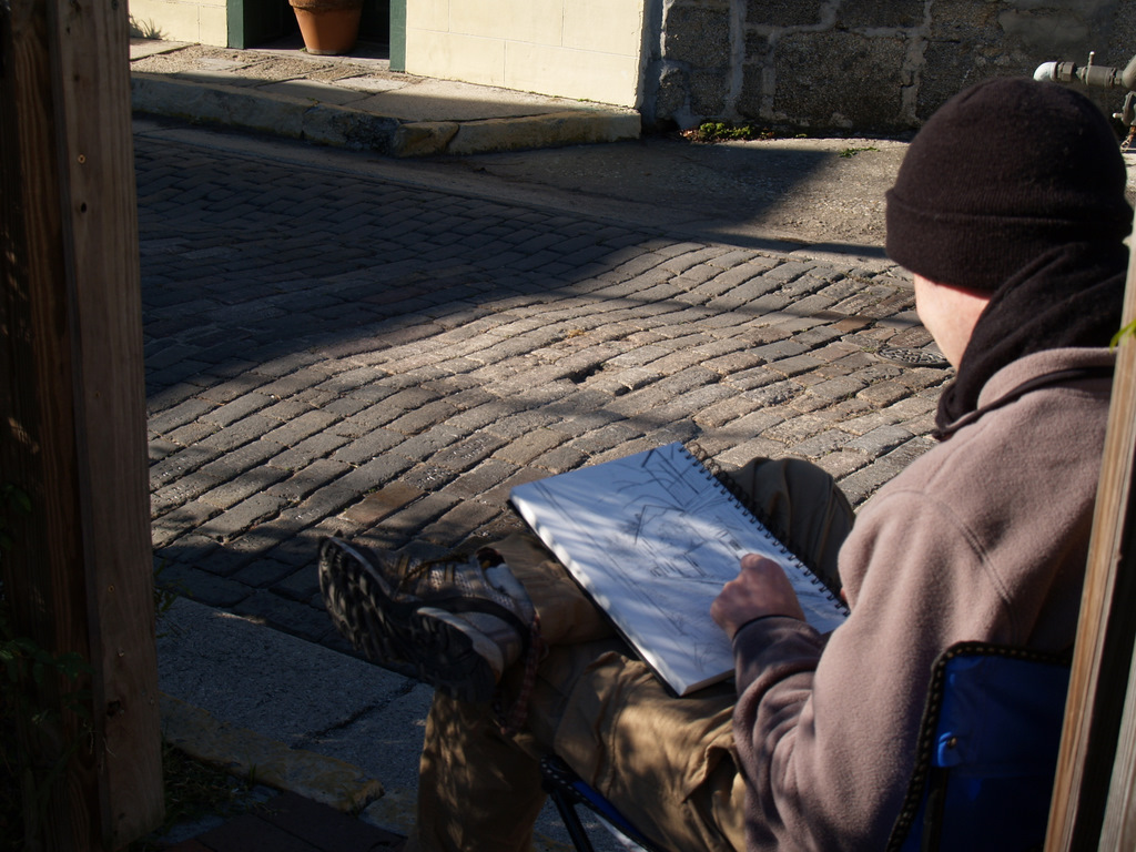 Michael working in charcoal