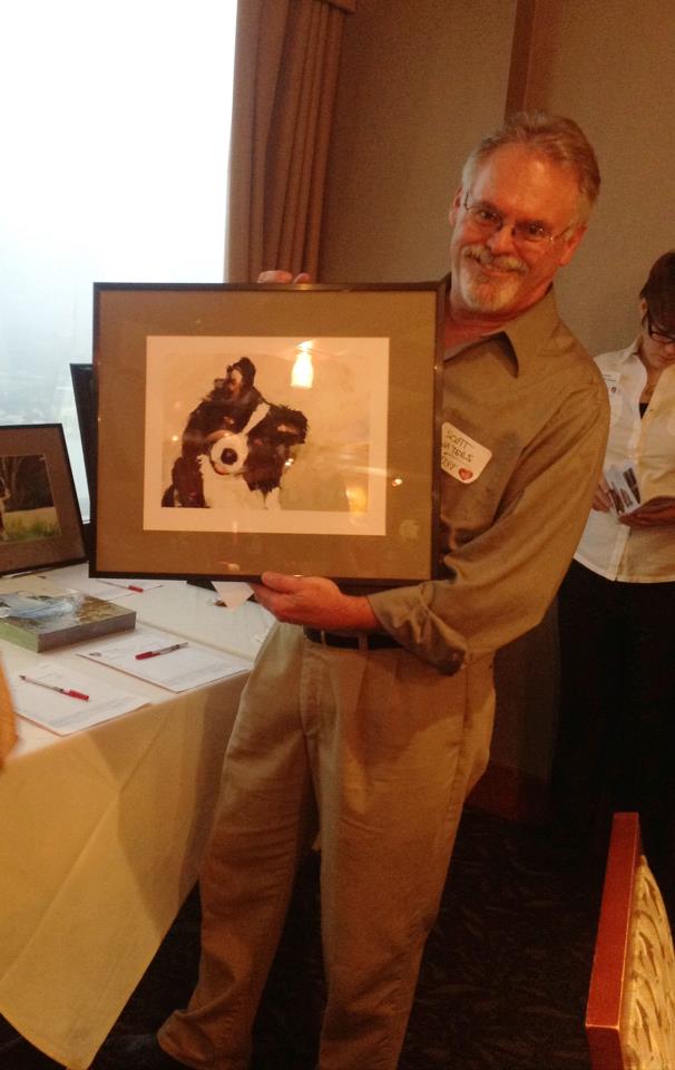 Scott showing one of his donated pieces