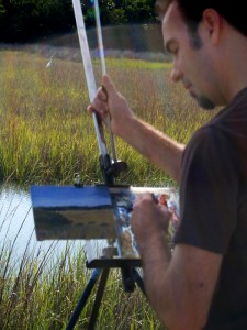 Michael paints in the wind