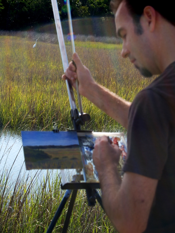 Michael paints in the wind