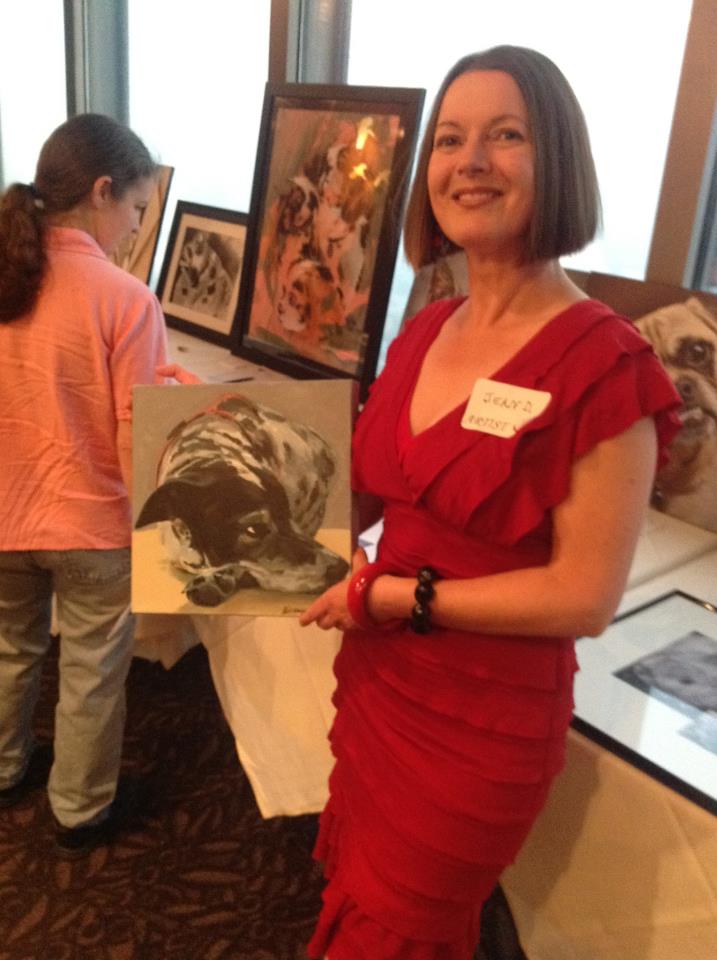 Jean presents her painting of Bailey