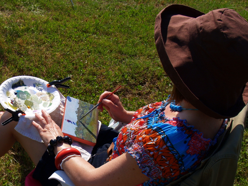 Jean paints her view of the Lighthouse
