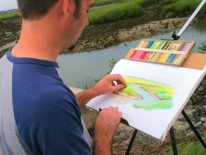 Michael working in pastels