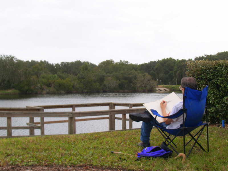 Jim working from Lake Anhinga