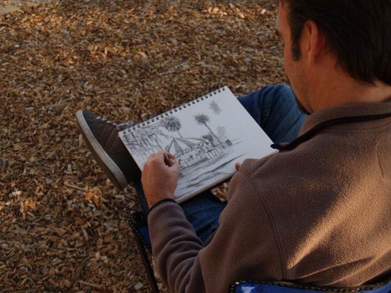 Michael working in charcoal
